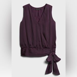 Banana Republic purple satin sleeveless wrap top Size medium
